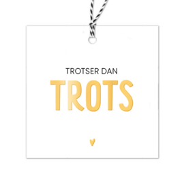 Cadeaulabel | Trotser dan trots | Goudfolie | 5 stuks