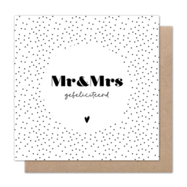 Dubbele kaart | Mr & Mrs | 5 stuks