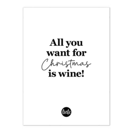 Fles etiket Kerst | All you want for Christmas is wine | 5 stuks