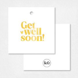 Cadeaulabel | Get well soon | Goudfolie | 5 stuks