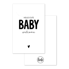 Mini kaartje | Hello cute baby welcome | 5 stuks