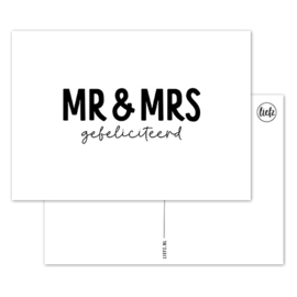 Kaart | Mr & Mrs, gefeliciteerd | 5 stuks