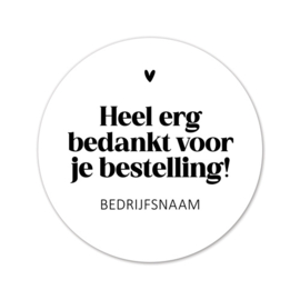 Stickers op maat | Heel erg bedankt voor je bestelling + naam | 100 stuks