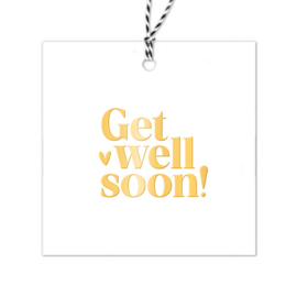 Cadeaulabel | Get well soon | Goudfolie | 5 stuks