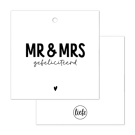 Cadeaulabel | Mr & Mrs, gefeliciteerd | 5 stuks