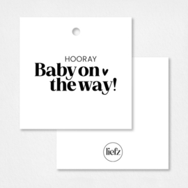 Cadeaulabel | Hooray baby on the way | 5 stuks