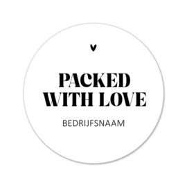 Stickers op maat | Packed with love + naam | 100 stuks