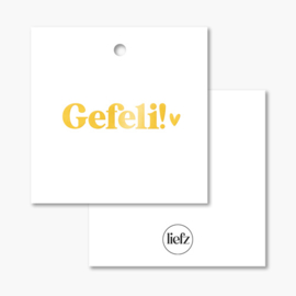 Cadeaulabel | Gefeli! | Goudfolie | 5 stuks