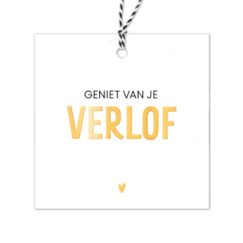 Cadeaulabel | Geniet van je verlof | Goudfolie | 5 stuks