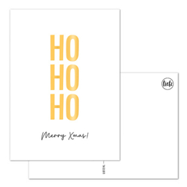 Kerstkaart | Ho Ho Ho Merry Christmas Goud | 5 stuks