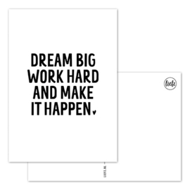 Kaart | Dream big, work hard | 5 stuks