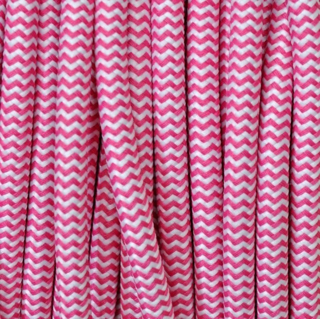Snoer roze/wit zigzag