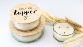 Luxe Geurkaars met houten deksel Small