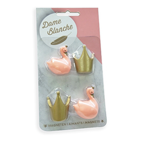 Dame blanche peach magneten per 4