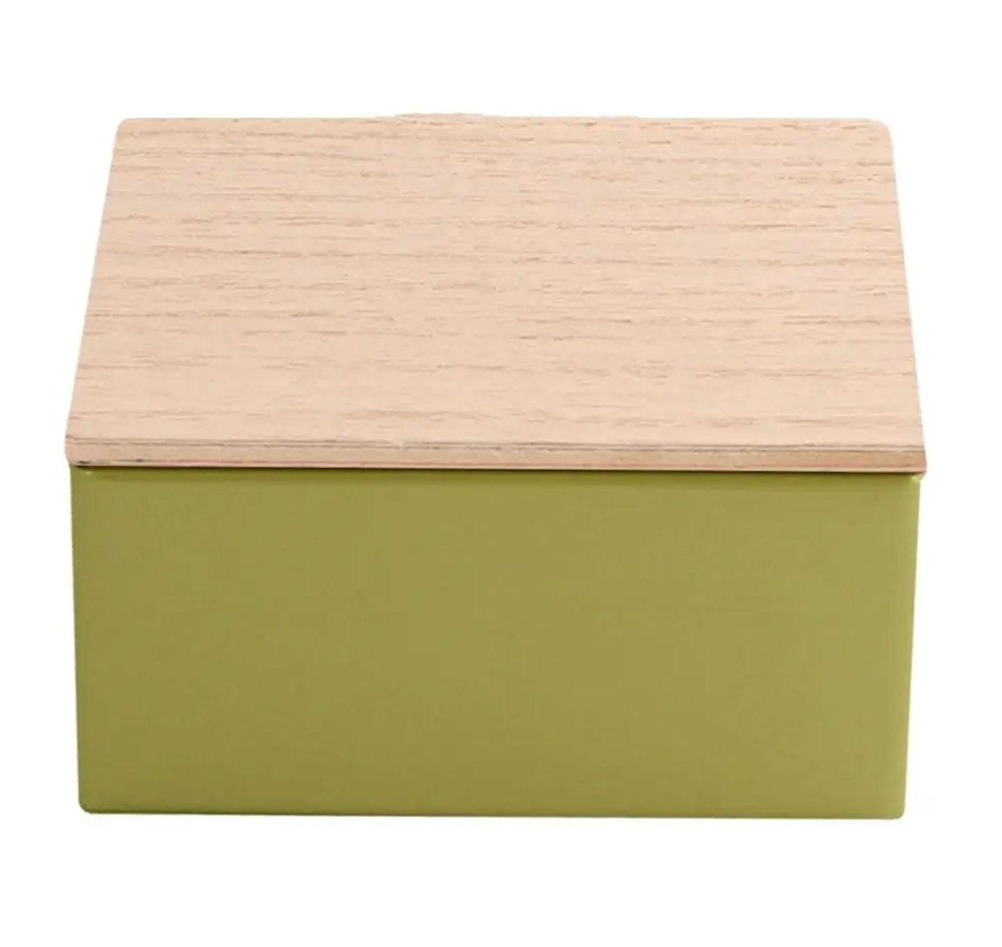Vierkant blikje met houten deksel | GOUD
