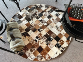 OXGEAR hairy leather patchwork round rug (about 1.4 meters)