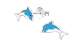 Zilveren kinderoorbellen dolfijn