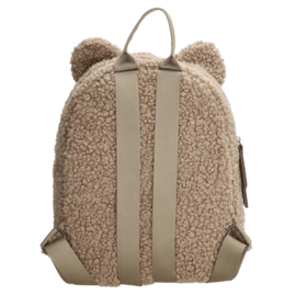 Beren rugtas grove teddy taupe  met geborduurde naam