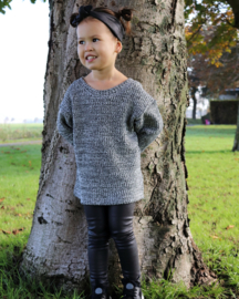 Oversized trui big knit zwart/grijs