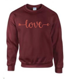 geborduurde sweater love maroon