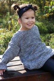 Oversized trui big knit zwart/grijs