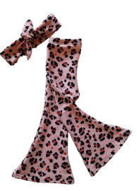flaired pants leopard rose
