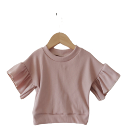 Oversized rib ruffle nude rose