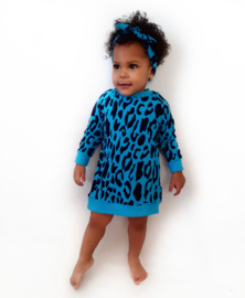 Sweaterdress leopard blauw