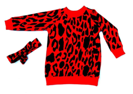 Sweaterdress leopard rood