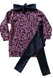 Sweaterdress leopard rose