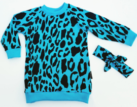 Sweaterdress leopard blauw