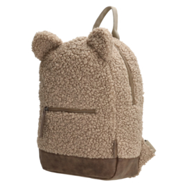 Beren rugtas grove teddy taupe  met geborduurde naam