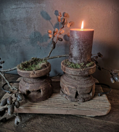 Authentieke Oude Houten Kandelaar | #1