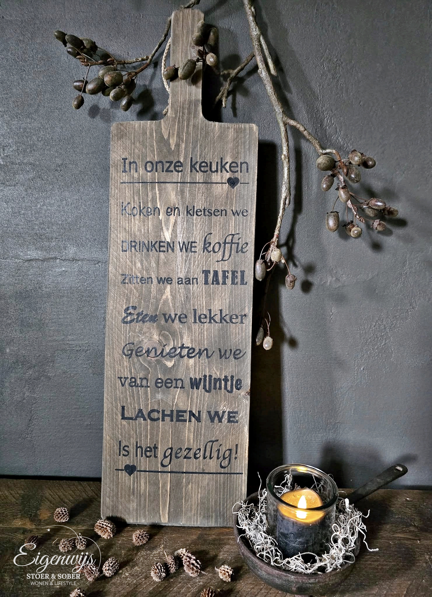 Houten Tapasplank met Tekst