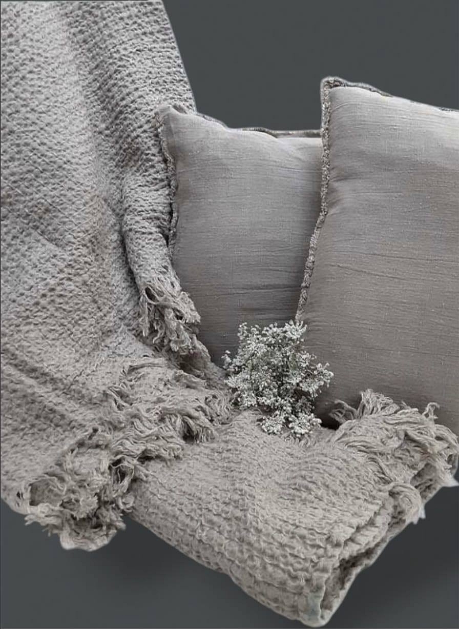 Naturel Linnen Wafel Plaid/Sprei