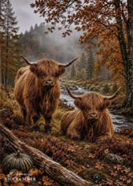 Tuinposter Herfst Hooglanders #2