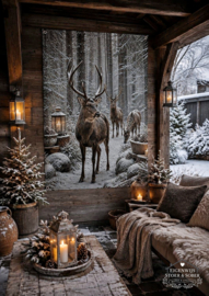 Tuinposter Winterbos  3 Herten