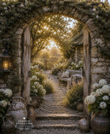 Tuinposter Poort Landelijke Tuin