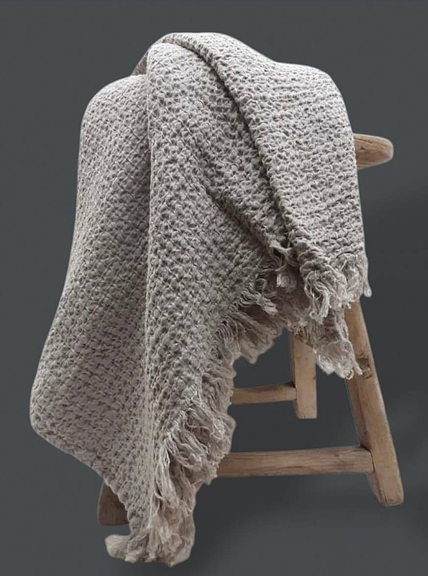 Naturel Linnen Wafel Plaid/Sprei
