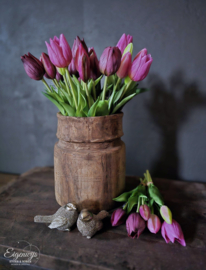 Korte Kunst Tulpen Oud Roze | 25cm - 3 stelen