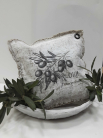 Mini Shabby Kalk Sierkussentje | Olijf