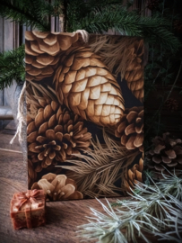 Deco Bordje | Gouden Dennenappels A5