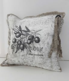 Mini Shabby Kalk Sierkussentje | Olijf
