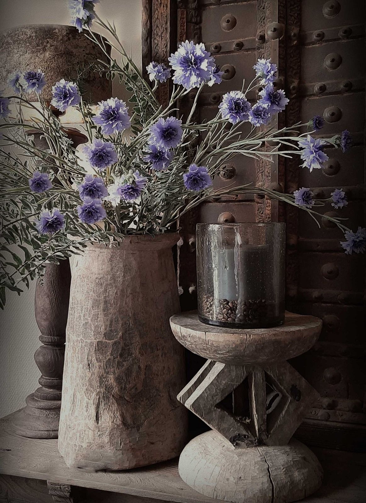 Tuinposter Houten Kruk | Zonder Lat