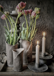 Tuinposter Vaasjes met Roze Tulpen | Houten Lat