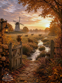 Tuinposter Hooglander Molen Herfst