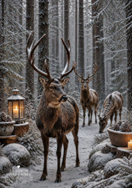 Tuinposter Winterbos  3 Herten