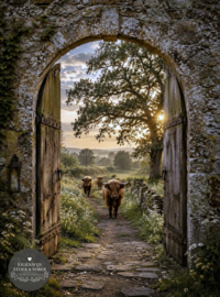Tuinposter Poort Hooglander #1