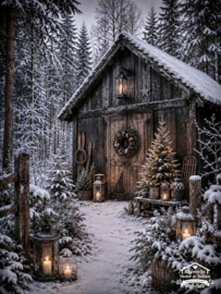 Tuinposter Winter Cabin