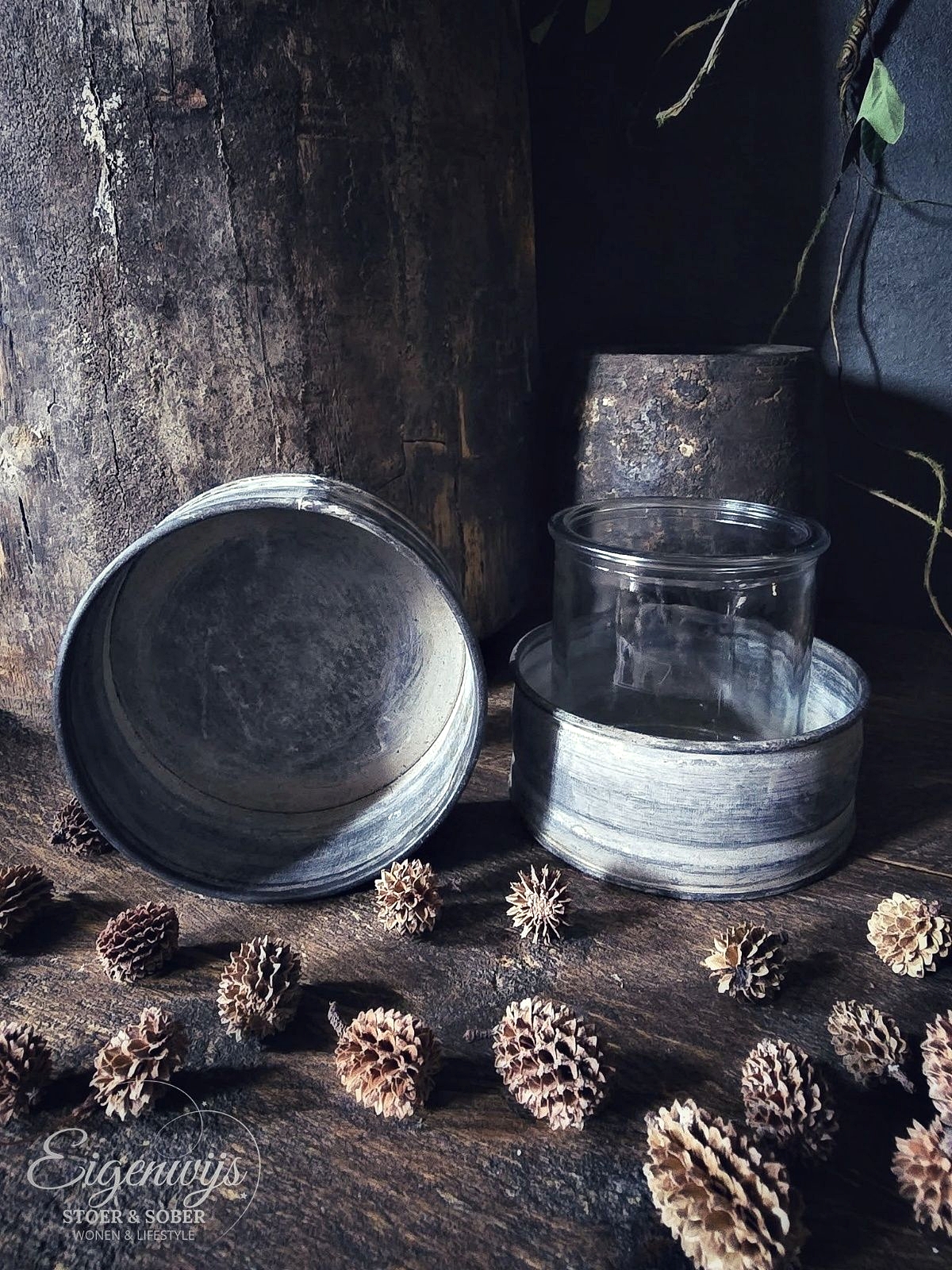 Zinken Bakje met Waxineglaasje